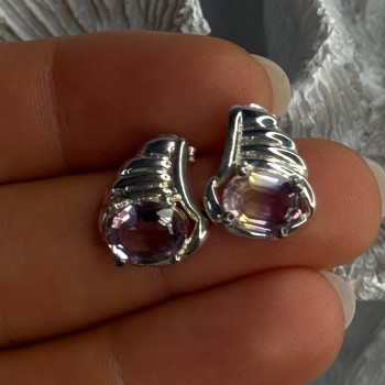 925 Sterling Silver Mystic Topaz Earrings Length 0.60 Inch