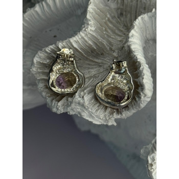 925 Sterling Silver Mystic Topaz Earrings Length 0.60 inch