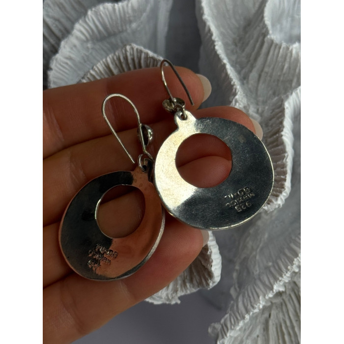 Vintage Mexico 925 Sterling Silver Turquoise Earrings Length 2 inch