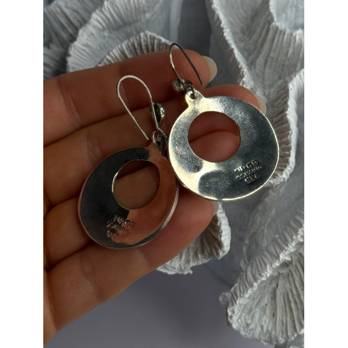 Vintage Mexico 925 Sterling Silver Turquoise Earrings Length 2 inch