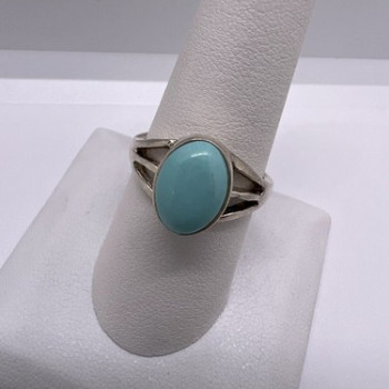 925 Sterling Silver Larimar Ring Size 8