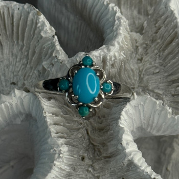 Bbj 925 Sterling Silver Turquoise Ring Size 9.5