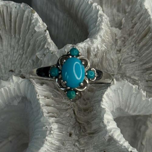 Bbj 925 Sterling Silver Turquoise Ring Size 9.5