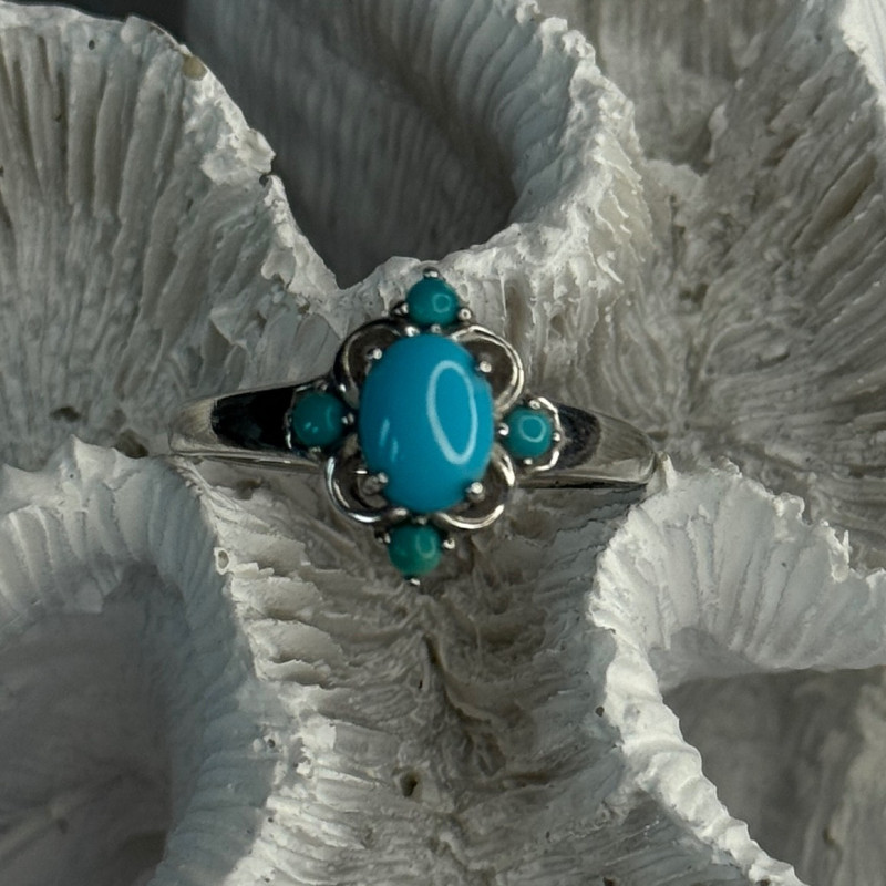 Bbj 925 Sterling Silver Turquoise Ring Size 9.5