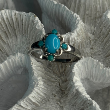 Bbj 925 Sterling Silver Turquoise Ring Size 9.5