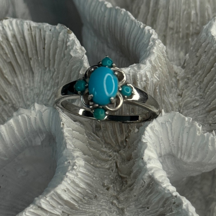 Bbj 925 Sterling Silver Turquoise Ring Size 9.5