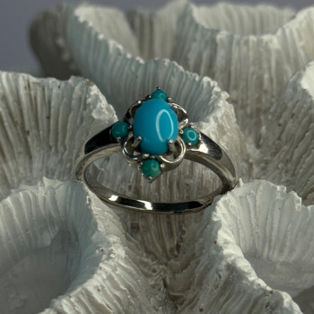 Bbj 925 Sterling Silver Turquoise Ring Size 9.5