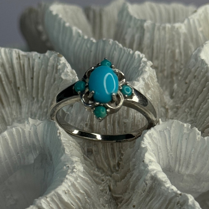Bbj 925 Sterling Silver Turquoise Ring Size 9.5