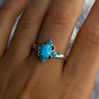 Bbj 925 Sterling Silver Turquoise Ring Size 9.5