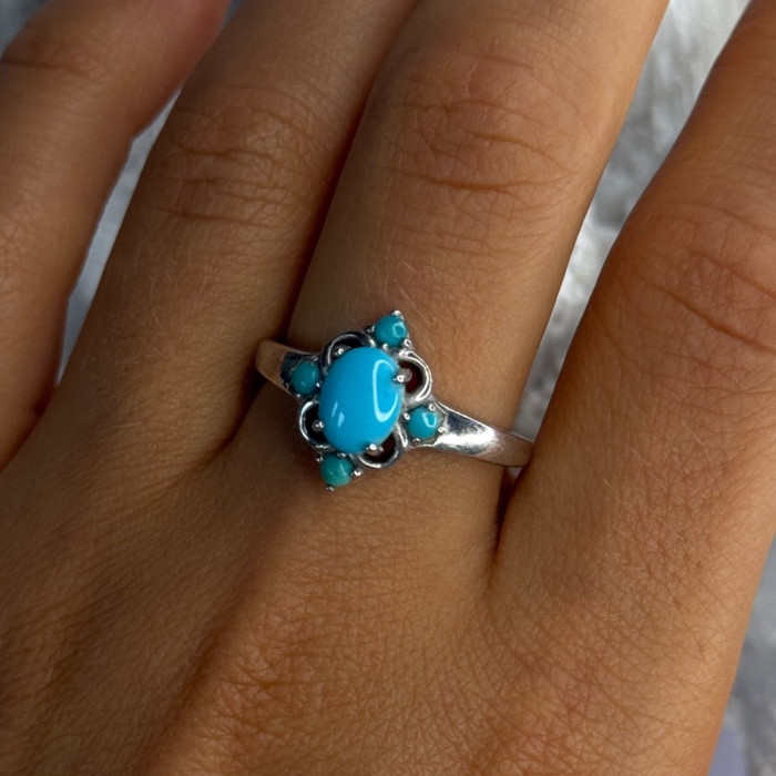Bbj 925 Sterling Silver Turquoise Ring Size 9.5