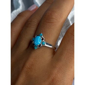 Bbj 925 Sterling Silver Turquoise Ring Size 9.5