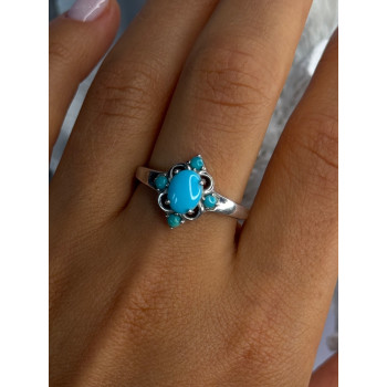 Bbj 925 Sterling Silver Turquoise Ring Size 9.5