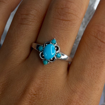 Bbj 925 Sterling Silver Turquoise Ring Size 9.5