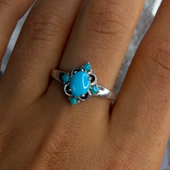 Bbj 925 Sterling Silver Turquoise Ring Size 9.5