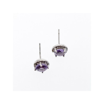 925 Sterling Silver Amethyst Stud Earrings