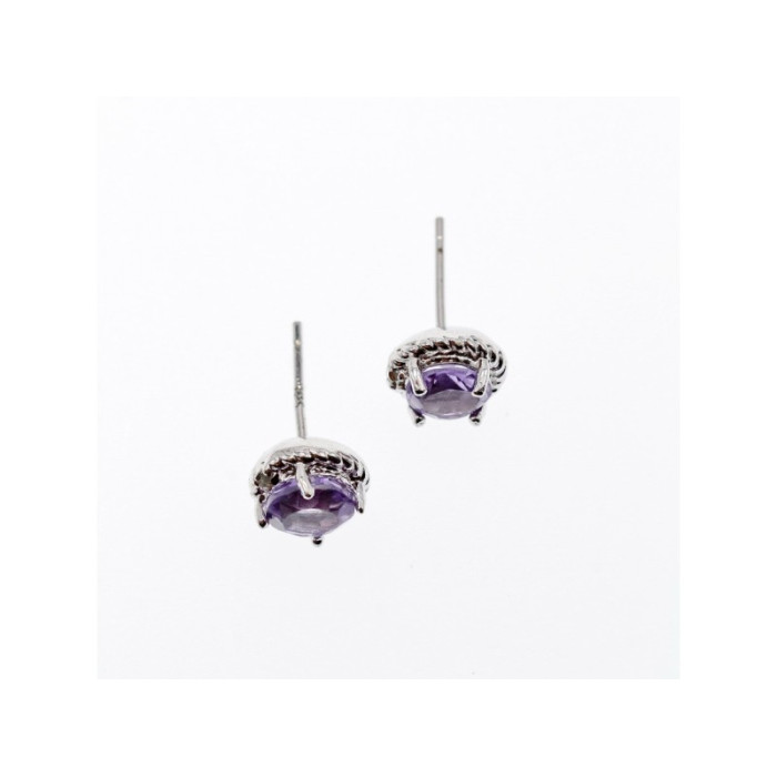 925 Sterling Silver Amethyst Stud Earrings