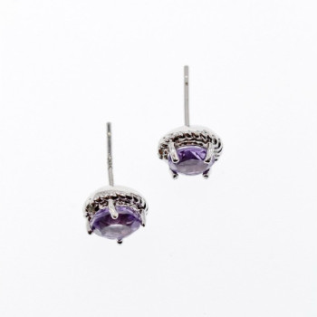 925 Sterling Silver Amethyst Stud Earrings