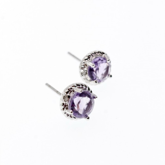 925 Sterling Silver Amethyst Stud Earrings