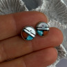 Vintage Native American 925 Sterling Silver Zuni Multi Gemstone Earrings