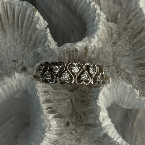 Bbj 925 Sterling Silver White Topaz Heart Ring Size 7