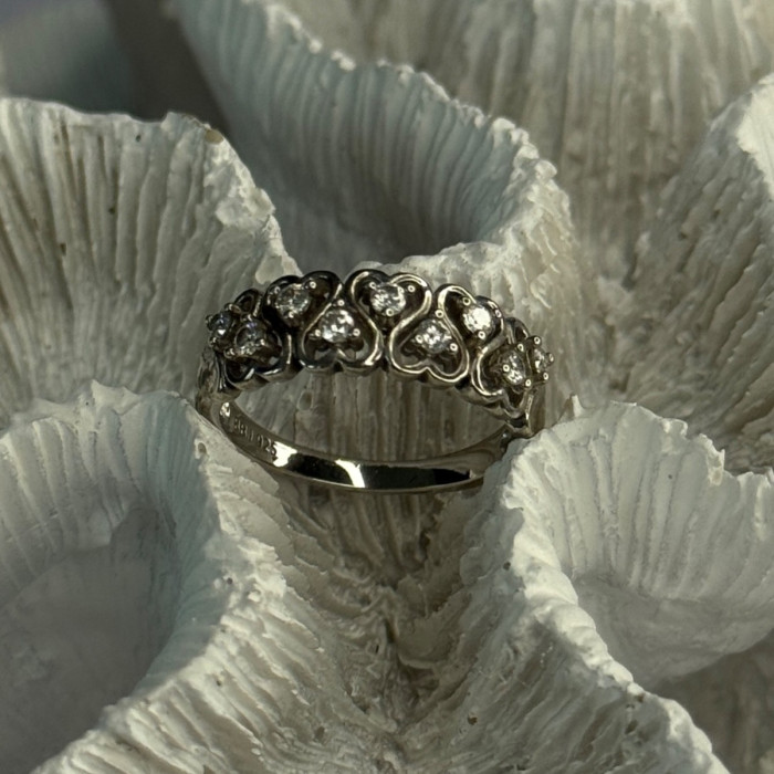 Bbj 925 Sterling Silver White Topaz Heart Ring Size 7