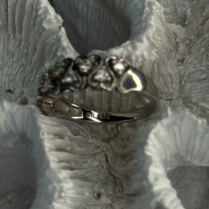 Bbj 925 Sterling Silver White Topaz Heart Ring Size 7