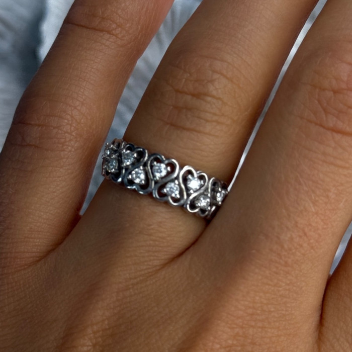 Bbj 925 Sterling Silver White Topaz Heart Ring Size 7
