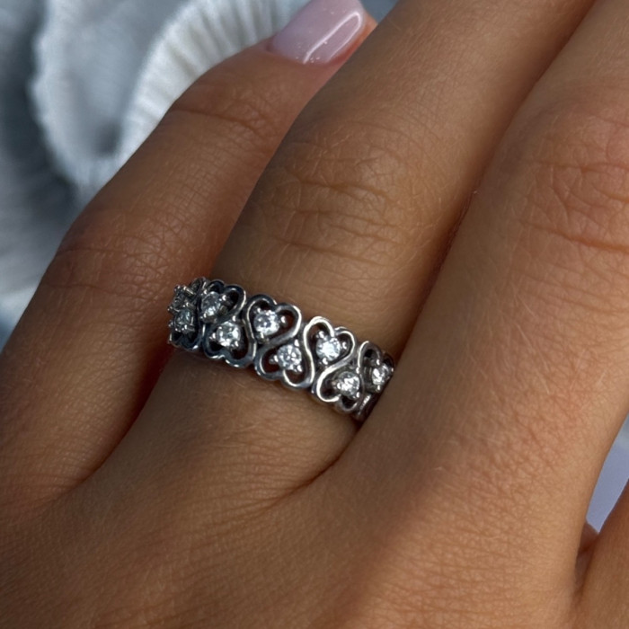 Bbj 925 Sterling Silver White Topaz Heart Ring Size 7