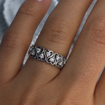 Bbj 925 Sterling Silver White Topaz Heart Ring Size 7