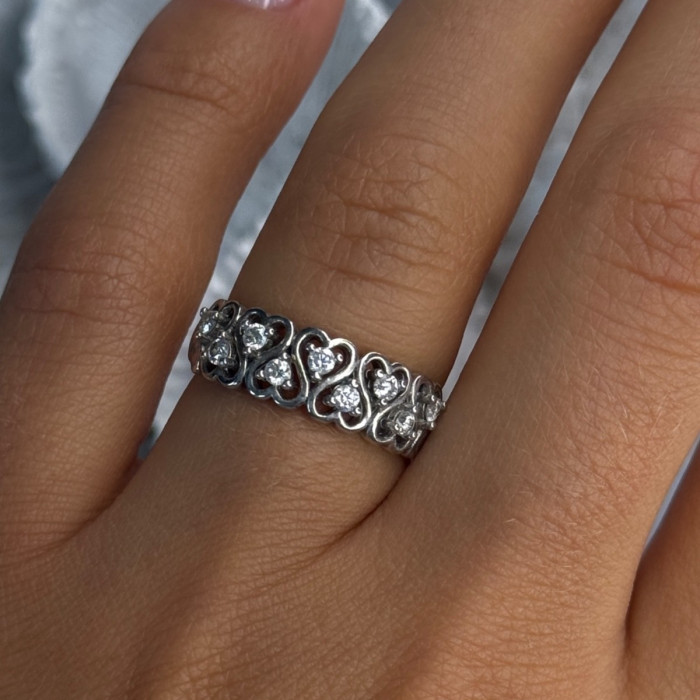Bbj 925 Sterling Silver White Topaz Heart Ring Size 7
