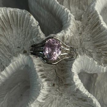 925 Sterling Silver Morganite & Beryl Ring Size 8