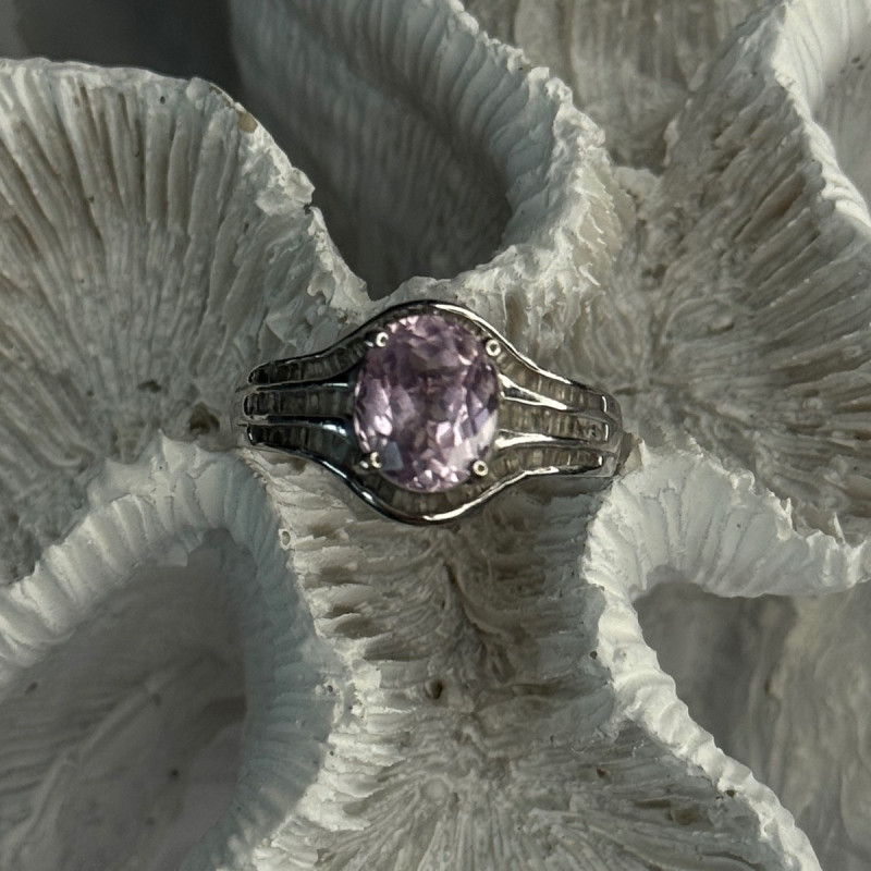 925 Sterling Silver Morganite & Beryl Ring Size 8