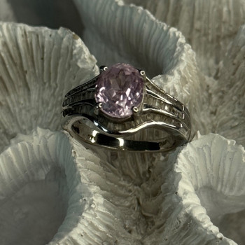 925 Sterling Silver Morganite & Beryl Ring Size 8