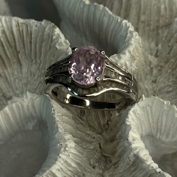925 Sterling Silver Morganite & Beryl Ring Size 8