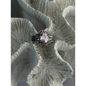 925 Sterling Silver Morganite & Beryl Ring Size 8