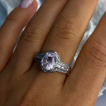 925 Sterling Silver Morganite & Beryl Ring Size 8