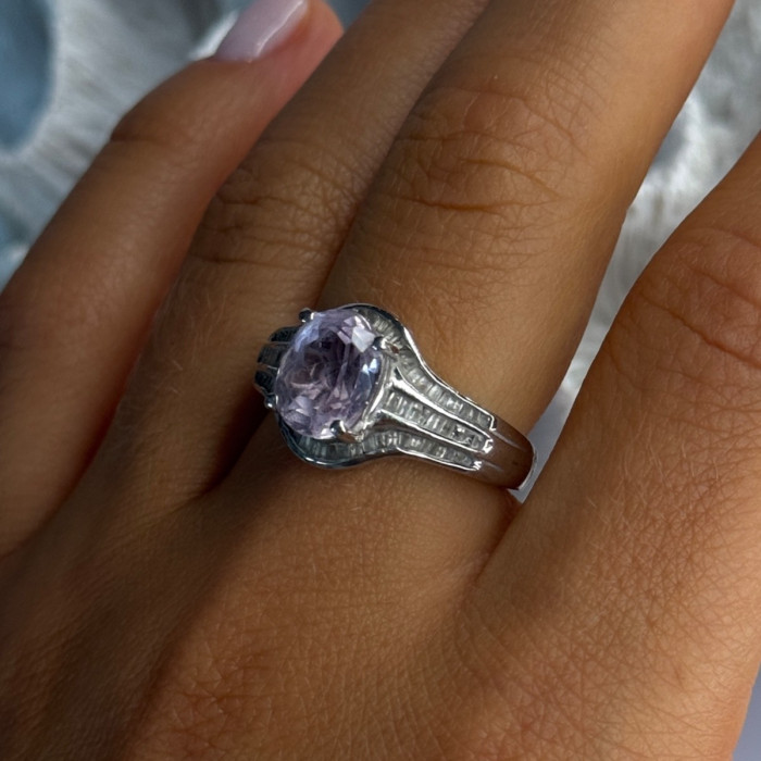 925 Sterling Silver Morganite & Beryl Ring Size 8