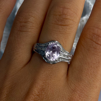 925 Sterling Silver Morganite & Beryl Ring Size 8
