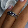925 Sterling Silver Amethyst & Marcasite Ring Size 6