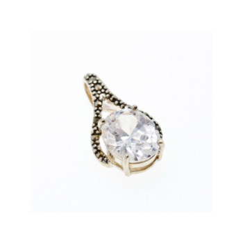 925 Sterling Silver CZ & Marcasites Pendant