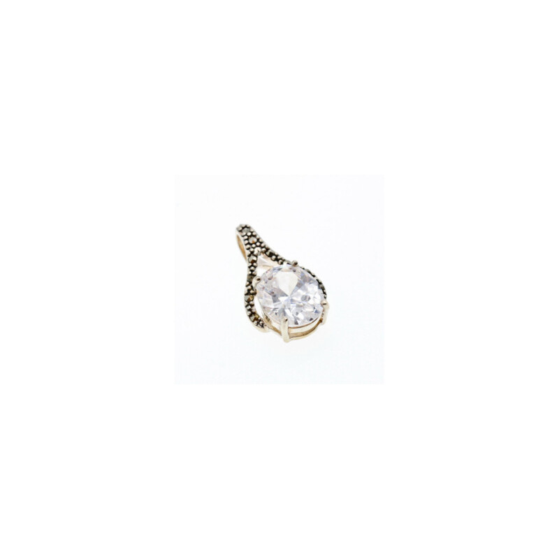 925 Sterling Silver CZ & Marcasites Pendant