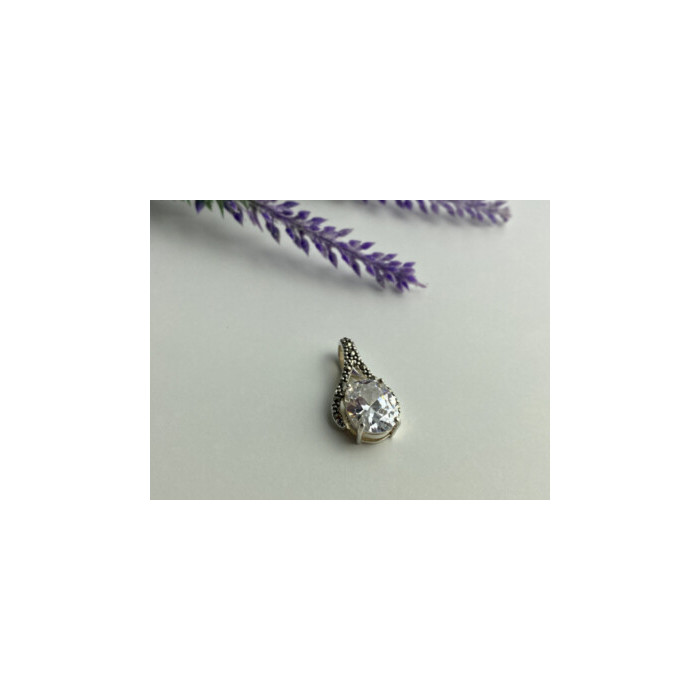 925 Sterling Silver CZ & Marcasites Pendant