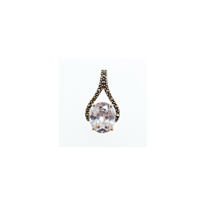 925 Sterling Silver CZ & Marcasites Pendant