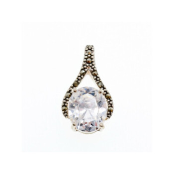925 Sterling Silver CZ & Marcasites Pendant