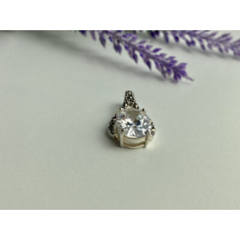 925 Sterling Silver CZ & Marcasites Pendant