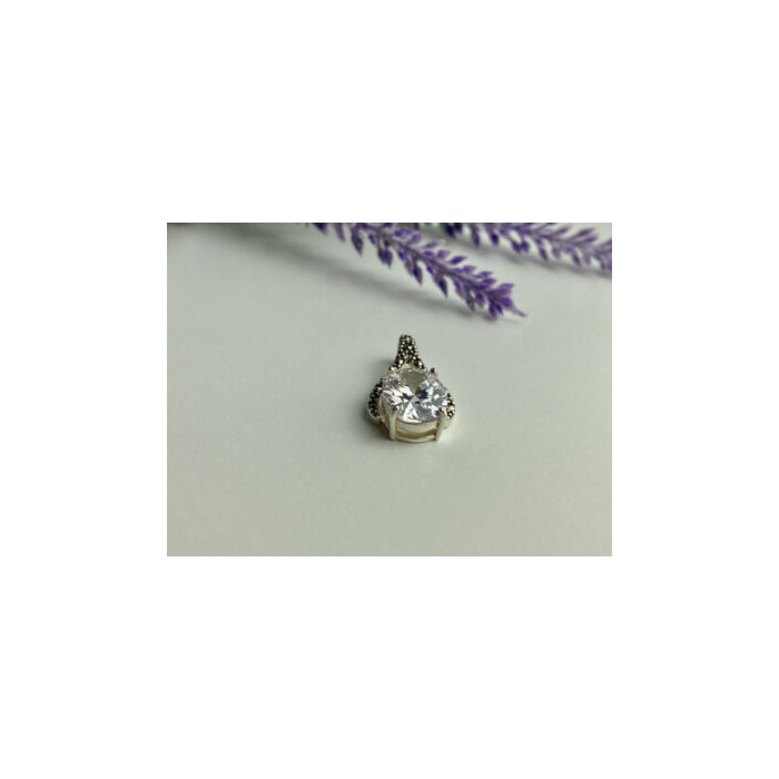 925 Sterling Silver CZ & Marcasites Pendant