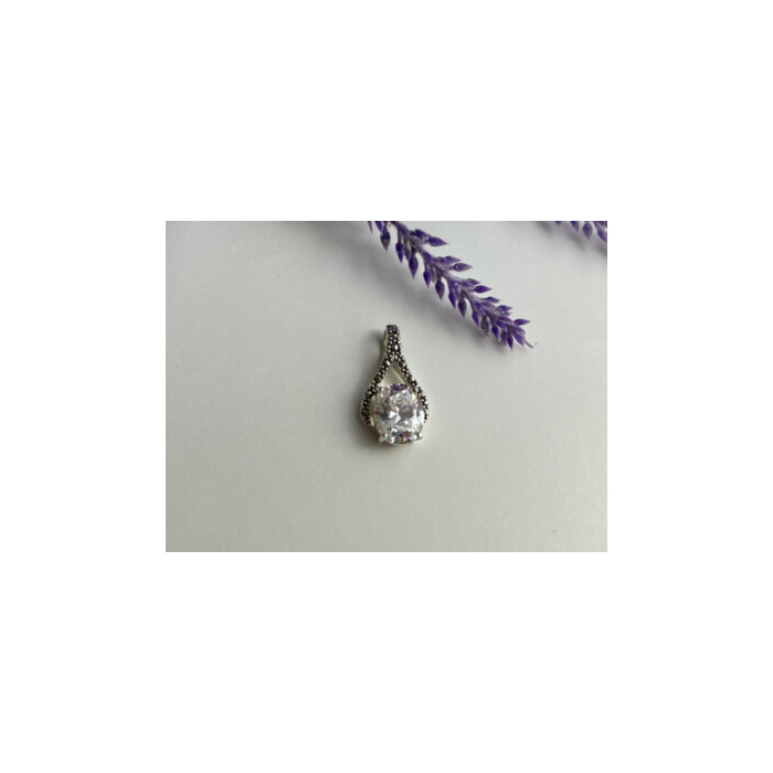 925 Sterling Silver CZ & Marcasites Pendant