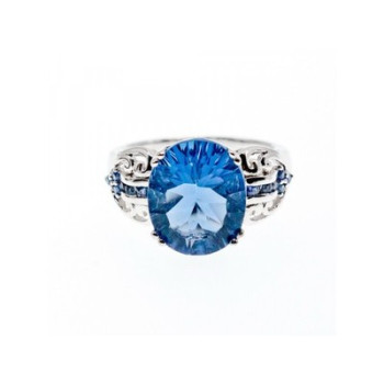 925 Sterling Silver Aquamarine & Iolite Ring Size 6.5