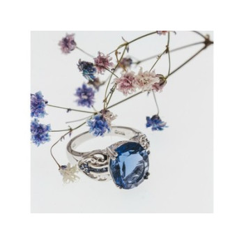 925 Sterling Silver Aquamarine & Iolite Ring Size 6.5