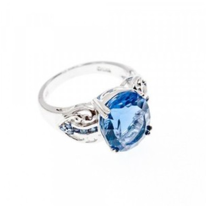 925 Sterling Silver Aquamarine & Iolite Ring Size 6.5